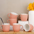 Peach Fringe Ceramic Tea Cup Set of 6, 220 ML Each, Microwave and Dishwasher Safe Coffee Cups